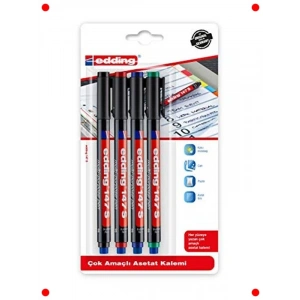 Silgili Asetat Kalem Seti, 0.3 mm, 4lü