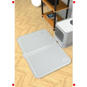 Silikon Mama ve Kum Matı - Yıkanabilir Kedi Paspası 40x60 Gri