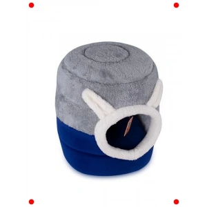 Silindir Şekilli Konforlu Kedi Evi - Gri/Mavi