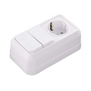 Sıva Üstü İkili Komütatör, Beyaz Topraklı Priz