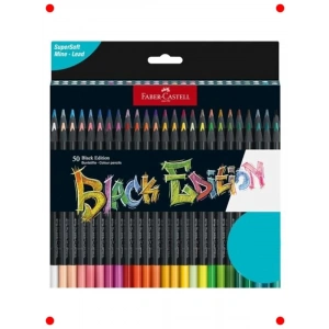 Siyah Ahşap Renkli Kalem Seti 50li - Parlak Renkler