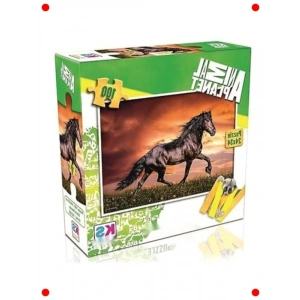 Siyah At Temalı 100 Parça Çocuk Yapbozu