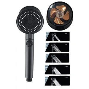 Siyah  Fan Su Tasarruflu Yüksek Basınçlı Duş Başlığı