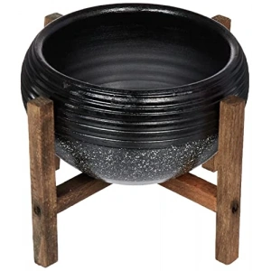 Siyah Granit Küp Saksı, 4 Ayaklı, Bahçe Dekoru