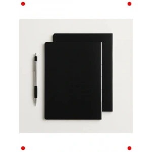 Siyah Kraft Kapaklı Çizgisiz A4 Defter - 180° Açılır