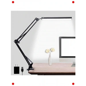 Siyah LED Masa Lambası - Göz Dostu, Ayarlanabilir Kelepçeli