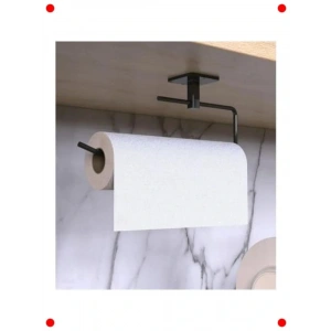 Siyah Lüks Yapışkanlı H Kağıdı Askısı ve Peçetelik