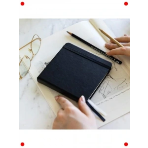 Siyah Sert Kapak Eskiz Defteri - 12x12 cm, 80 Yaprak, 140 gr