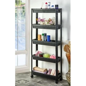 Siyah Tekerlekli 5 Katlı Raf Ünitesi, Dikey Düzenleme