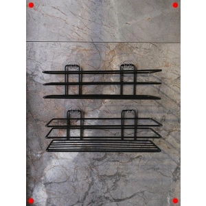 Siyah Yapışkanlı Banyo Şampuanlık 2li - Delmesiz