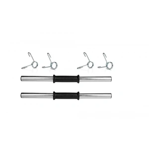SPOR 2 Adet 45 cm Krom Dambıl Barı+ 4 Adet Çelik Sıkıştırma Yayı