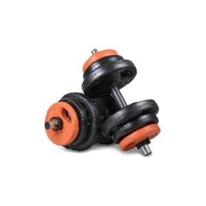 spor 21  (2x10,5) Multifonksiyonel Grip Plate Dambıl Seti Turuncu -Siyah