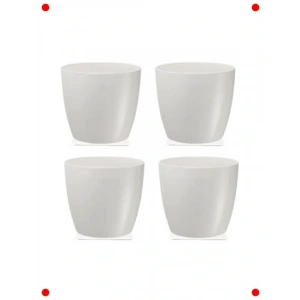 Su Hazneli İç Mekan Saksı Seti – 3lü Parlak Beyaz