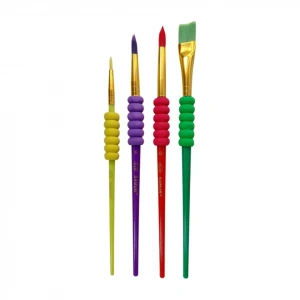 Sünger Tutmalı Sentetik Fırça Seti, 4lü Akrilik ve Yağlı Boya İçin