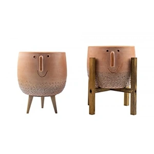 Surat Desenli Saksı, İkili Set, 19 cm 3 ve 4 Ayaklı