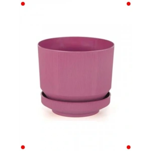 Tabaklı Plastik Saksı - Fuşya - 6 Litre