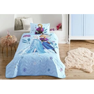 TAÇ Disney Frozen Flower Power CPP Stant Pamuk-Polyester Nevresim Takımı, Mavi, Tek Kişilik