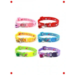 Tavşan Desenli Kedi Boyun Tasması (Kırmızı)