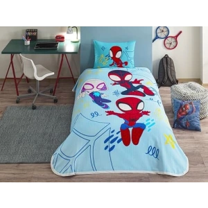 Tek Kişilik Pamuk Nevresim Takımı, Mavi, Spidey Temalı