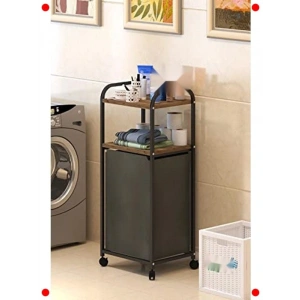 Tekerlekli Çamaşır Sepeti & 2 Raflı Banyo Dolabı