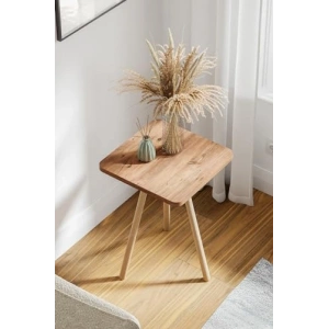 Tekli Ahşap Ayaklı Kare Zigon Sehpa, Modern Tasarım