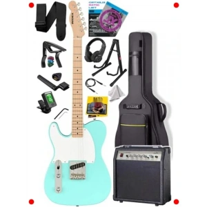 Tele Kasa Elektro Gitar Seti - Akçaağaç Klavye, 30W Amfi