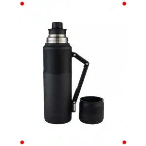 Termal Bardaklı Çelik Termos 1.2L - Siyah