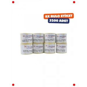 Termal Etiket 40x20mm 3200 Adet 8 Rulo Barkod Yazıcı Uyumlu