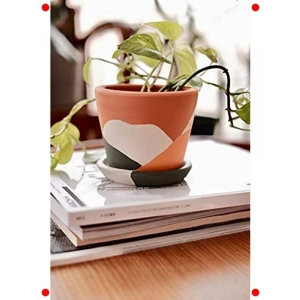Terracotta Küçük Saksı ve Tabak - Modern Tasarım