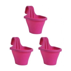 Tom1 Askılı Balkon Saksı Seti, 20 Cm, 3 Litre 3 Adet Fuşya