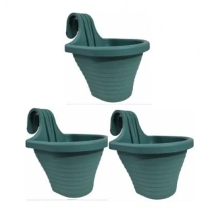 Tom1 Askılı Balkon Saksı Seti, 20 Cm Boy, 3 Litre Hacim, 3 Adet Yeşil