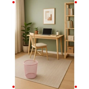 Toz Pembe Metal Fileli Ofis Çöp Kovası