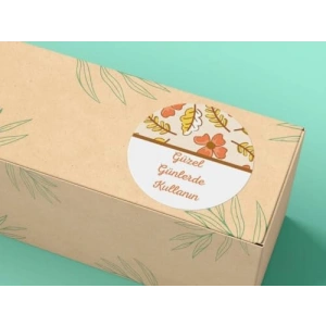 Turuncu Sonbahar Çiçeği Temalı Mat Etiket, 100 Adet