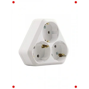 Üçgen Tip 3lü Topraklı Grup Priz, Beyaz