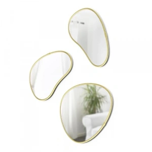 Umbra Hubba Pebble Duvar Montaj Aynaları, 3lü Set, Pirinç