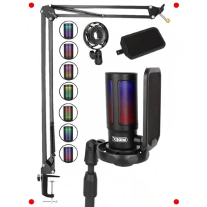 USB RGB Oyuncu ve Yayıncı Kondenser Mikrofon Seti