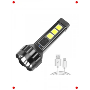 USB Şarjlı Güçlü El Feneri COB Işıklı - Taşınabilir