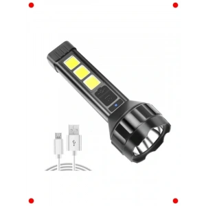 USB Şarjlı Güçlü El Feneri COB Işıklı - Taşınabilir