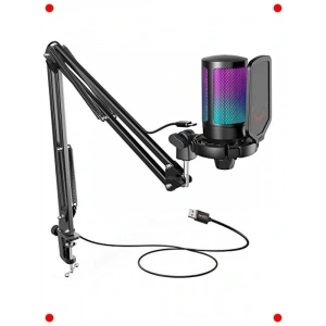 USB Yayıncı Mikrofon Seti - Siyah (A6T)