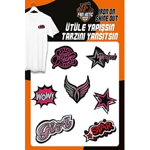 Ütü İle Yapışan Dokuma Seti Patch Yama Kız Modeli