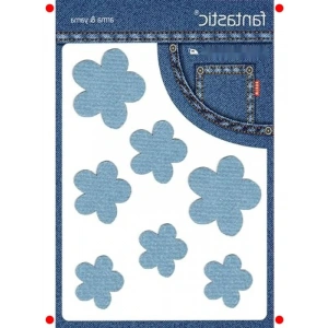 Ütüyle Yapışan Kot Çiçek Yama - Buz Ma