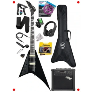 V Kasa Elektro Gitar - Gül Klavye, Humcker, 25W Amfi