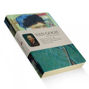 Van Gogh Temalı Çizgisiz Not Defter Seti, A6, 192 Sayfa, Sarı Krem Renk