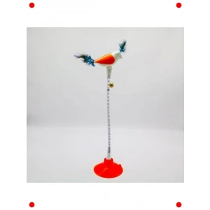 Vantuzlu Yaylı Kuş Kedi Oyuncağı, Turuncu