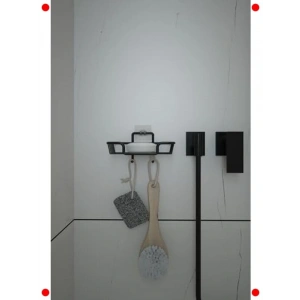 Yapışkanlı Çok Amaçlı Raf & Sabunk | Siyah