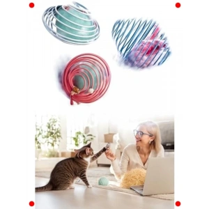 Yaylı Metal Fareli Kafes Kedi Oyun Topu Oyuncak