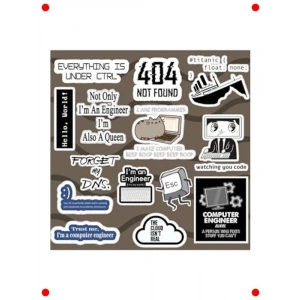 Yazılım Temalı Sticker Seti - Laptop & Not Defteri İçin