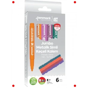 Yıkanabilir Metalik Simli Jumbo Keçeli Kalem Seti - 6lı