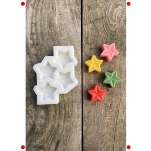 Yıldız Şekilli Mini Mum Kalıbı - 4lü Silikon Set