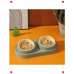 Yükseltilmiş Çift Bölmeli Evcil Hayvan Mama Su Kabı